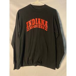 Vintage 90s Gildan IU Indiana Hoosiers Graphic Black Long Sleeve Shirt Men Large